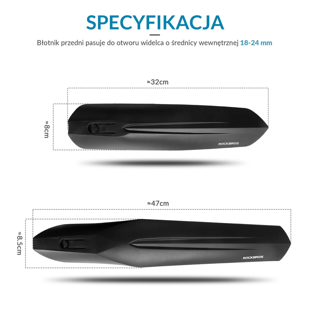 ROCKBROS ROCKBROS Zestaw Błotników Rowerowych 24-28” z Osłoną Przeciwbryzgową Błotniki