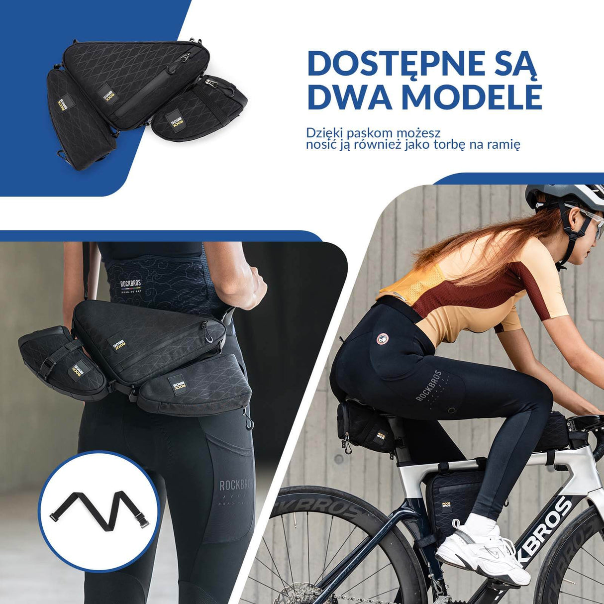 ROCKBROS Zestaw Toreb Rowerowych 3 w 1 Torby pod ramę