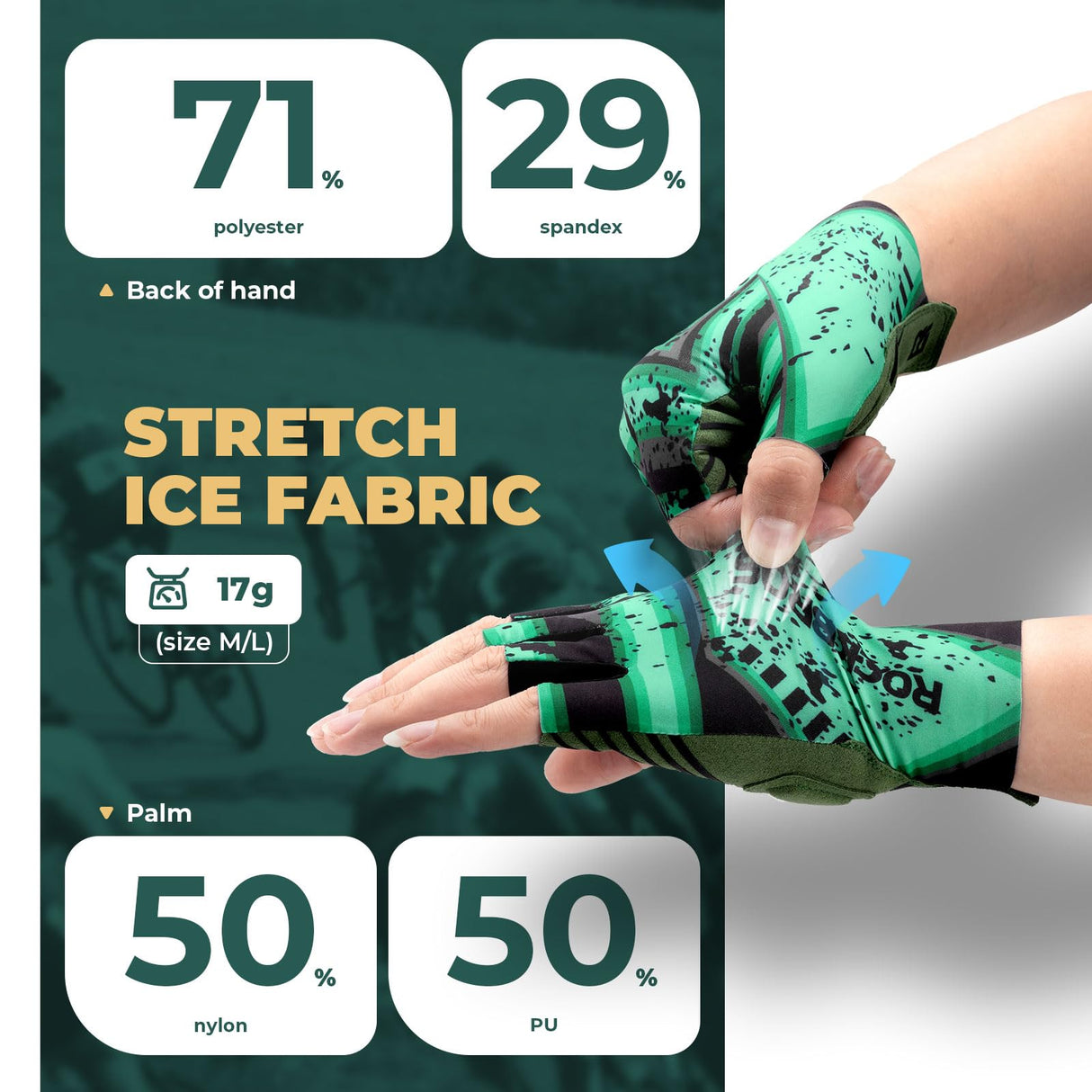 ROCKBROS Męskie Letnie Rękawiczki Rowerowe z Półpalcami, Oddychające-S341-1 Rękawiczki