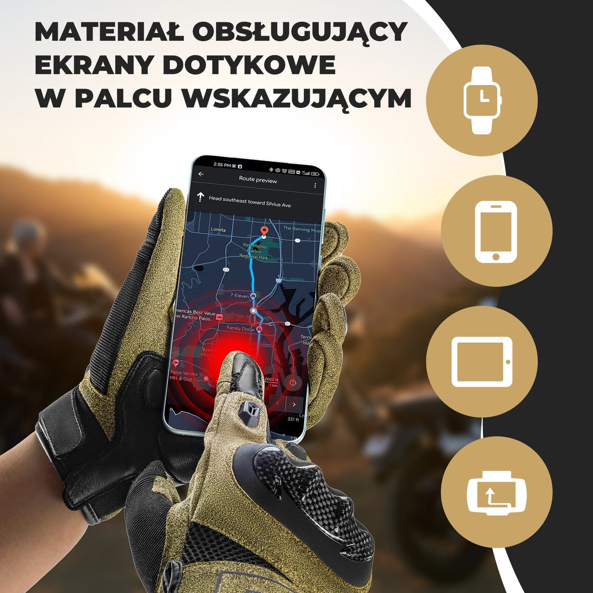 ROCKBROS Rękawice Rowerowe z Pełnymi Palcami i Ekranem Dotykowym Wiosna i Jesień-MT027 Rękawiczki