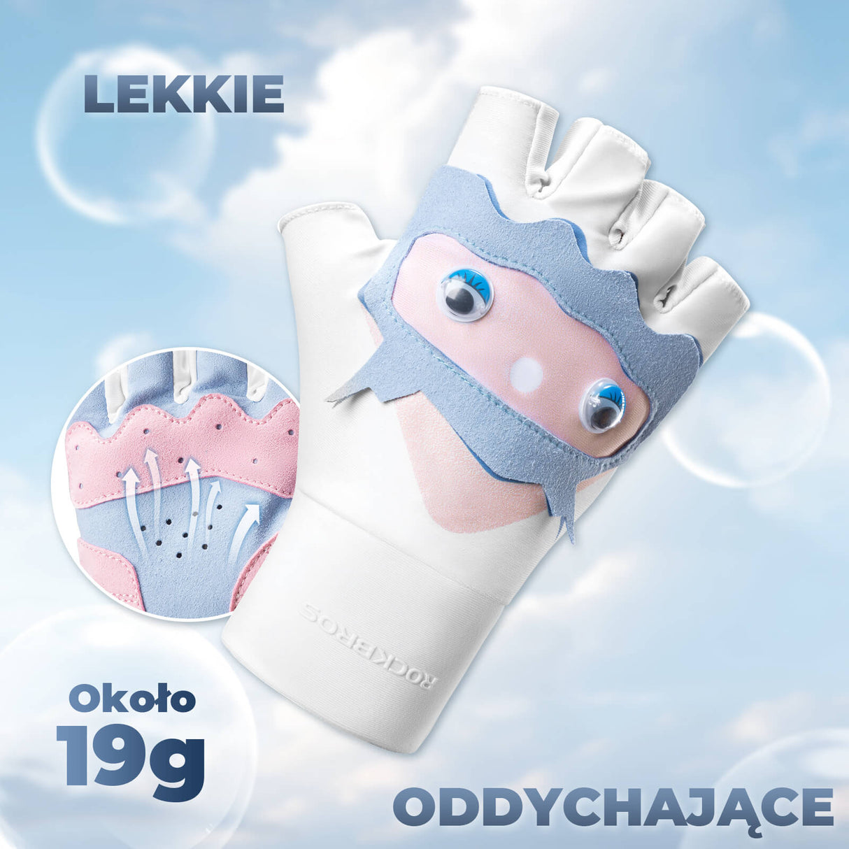 ROCKBROS Rękawiczki Dziecięce Rowerowe z Półpalcami Rękawiczki