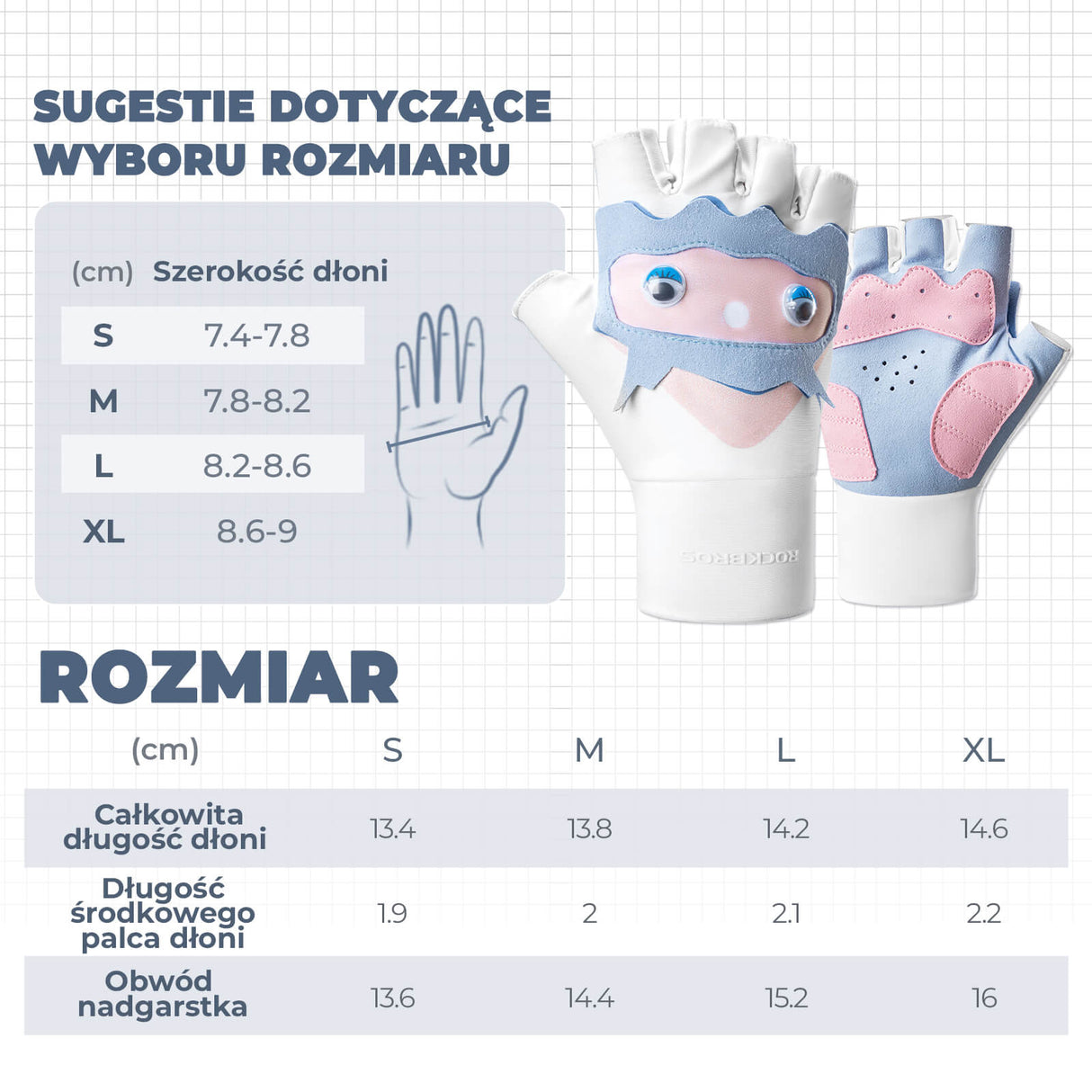 ROCKBROS Rękawiczki Dziecięce Rowerowe z Półpalcami Rękawiczki