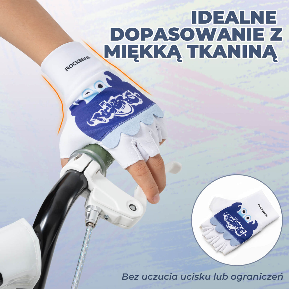 ROCKBROS Rękawiczki Dziecięce Rowerowe z Półpalcami Rękawiczki