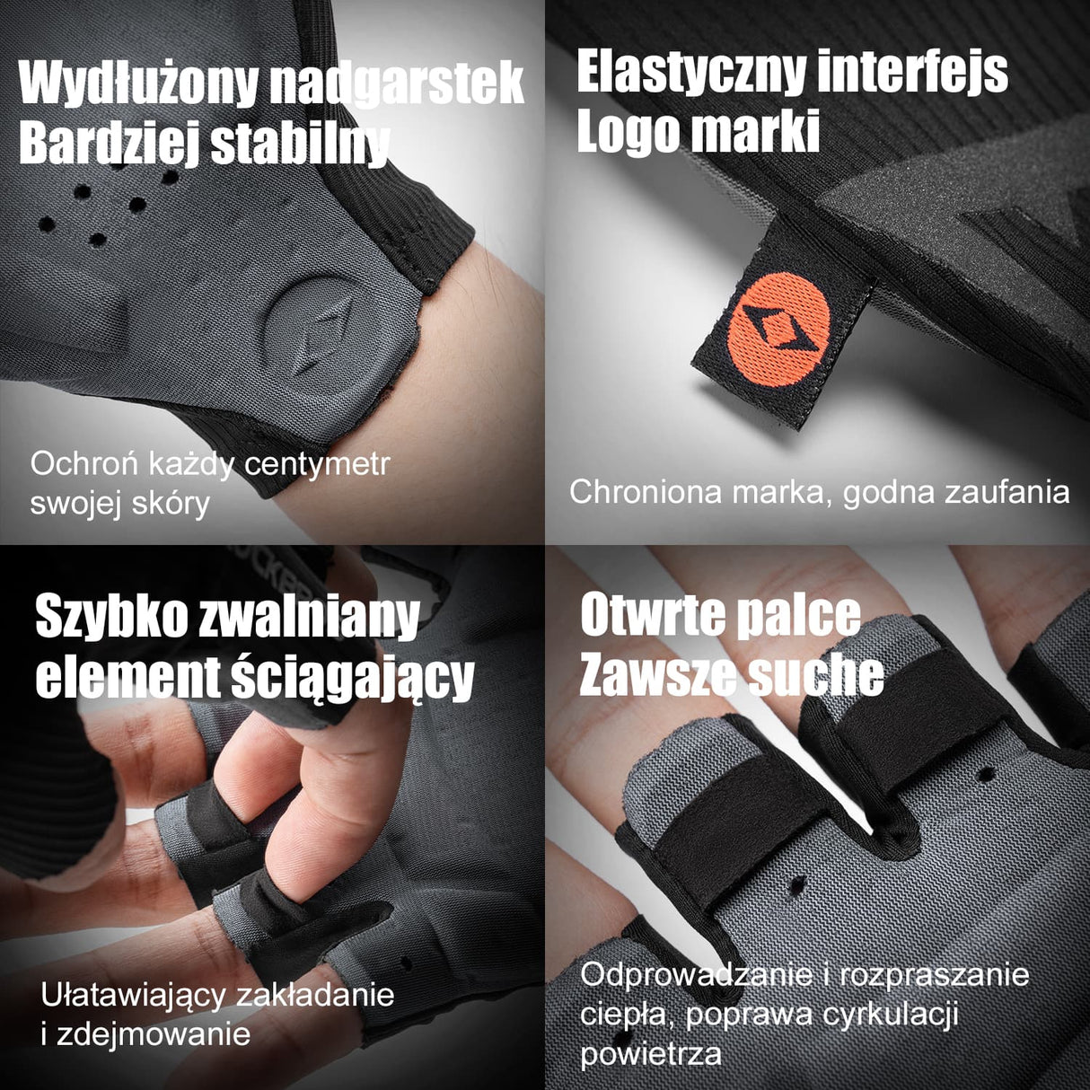 ROCKBROS Rękawiczki Rowerowe Double Arrow Palm Pad Half Finger -S399 Rękawiczki