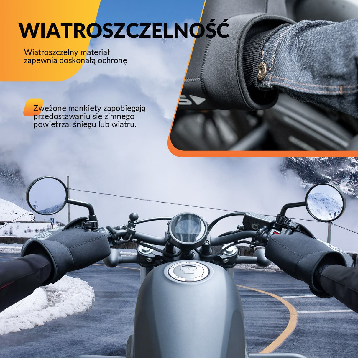 ROCKBROS Rękawiczki Zimowe na Kierownicę Motocyklu Zima-D55 Rękawiczki