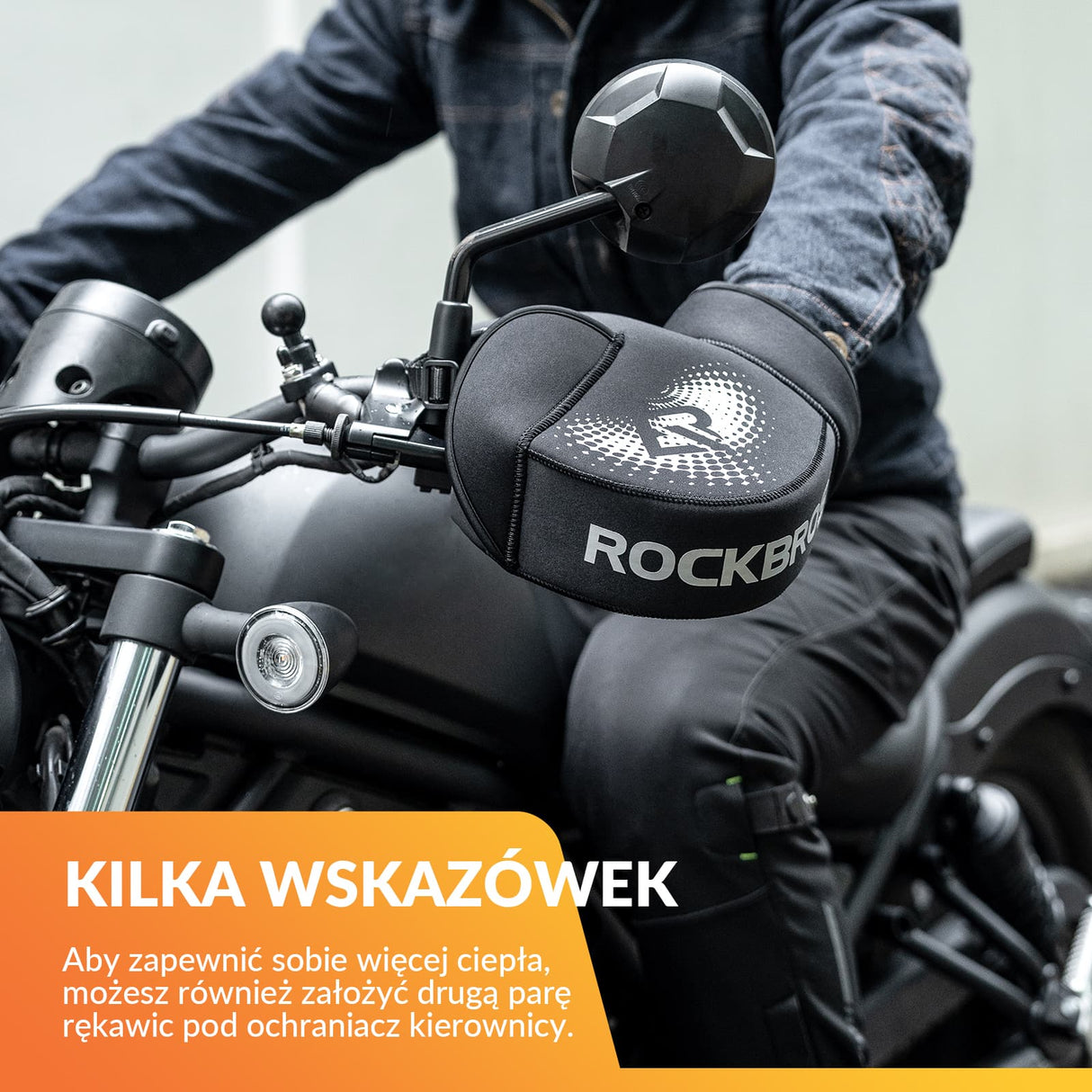 ROCKBROS Rękawiczki Zimowe na Kierownicę Motocyklu Zima-D55 Rękawiczki