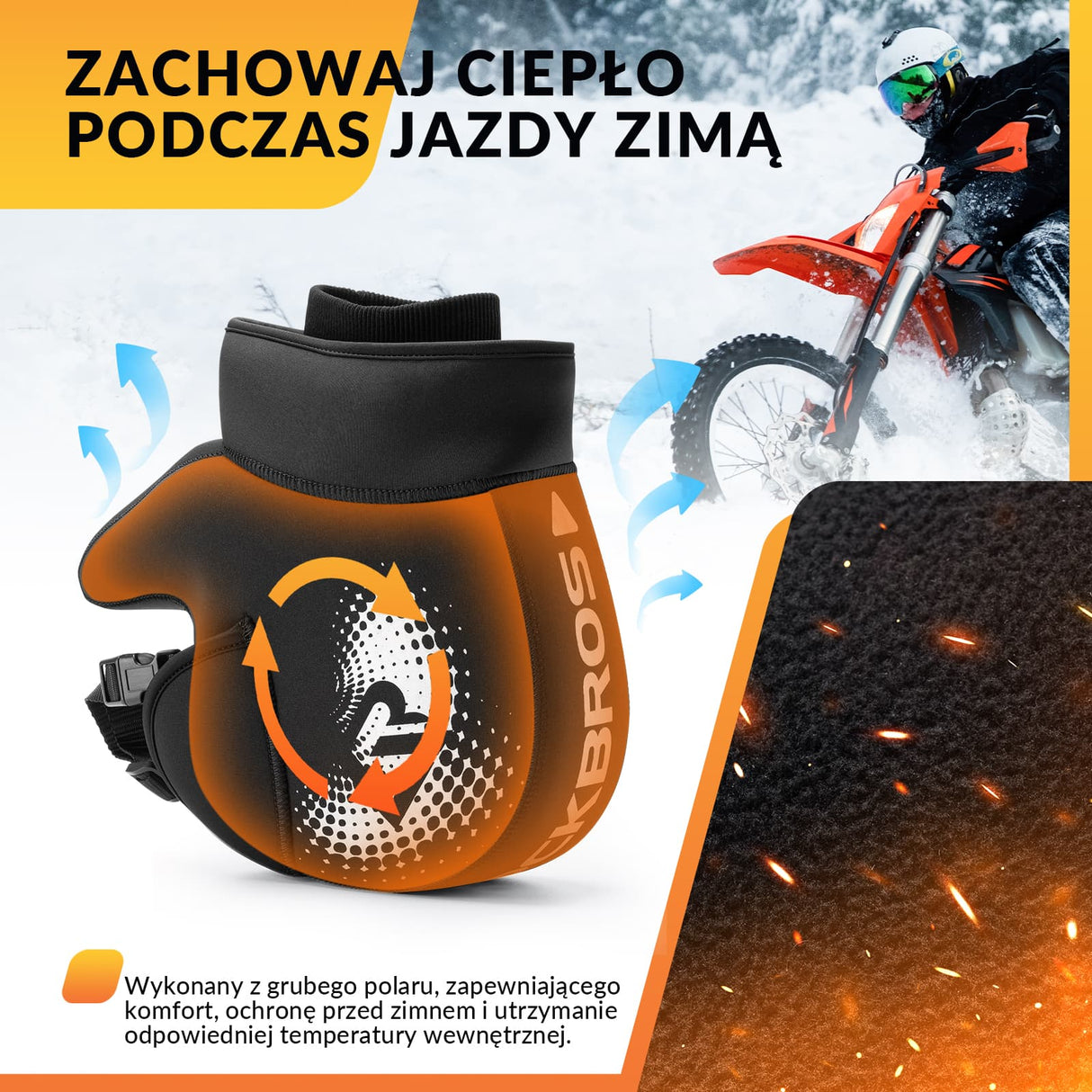 ROCKBROS Rękawiczki Zimowe na Kierownicę Motocyklu Zima-D55 Rękawiczki