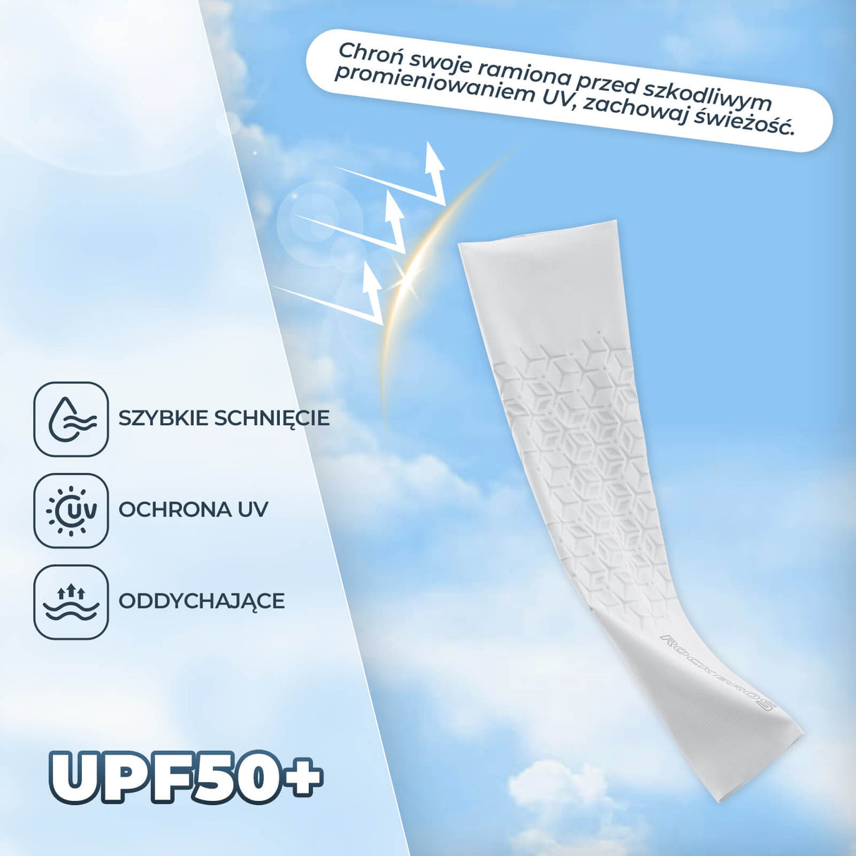 ROCKBROS Rękawy Rowerowe 4D Chłodzące Ramiona UPF 50+ Rękawy