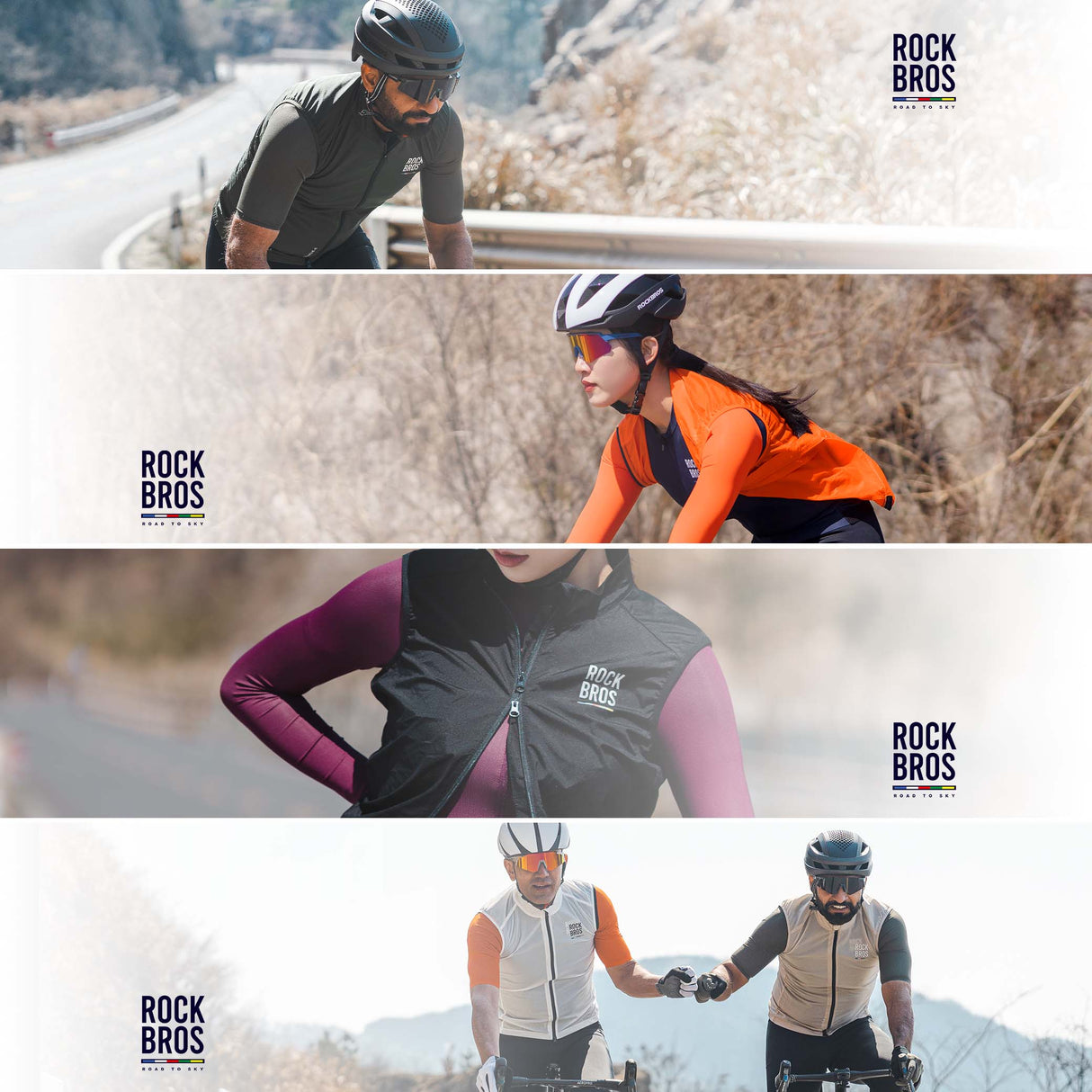 ROCKBROS Road-to-Sky Kamizelka Rowerowa Wiatroodporna Męska Szybkoschnąca S-XXL Koszulki