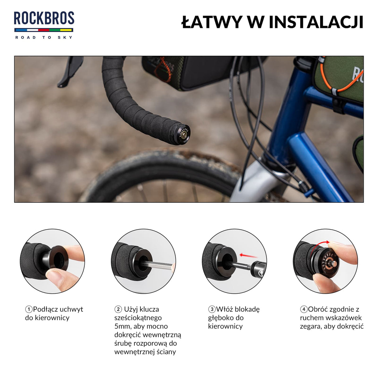 ROCKBROS Road-to-Sky Rowerowy Zapięcie Linkowe Kablowe Ukryte 65cm Zapięcia