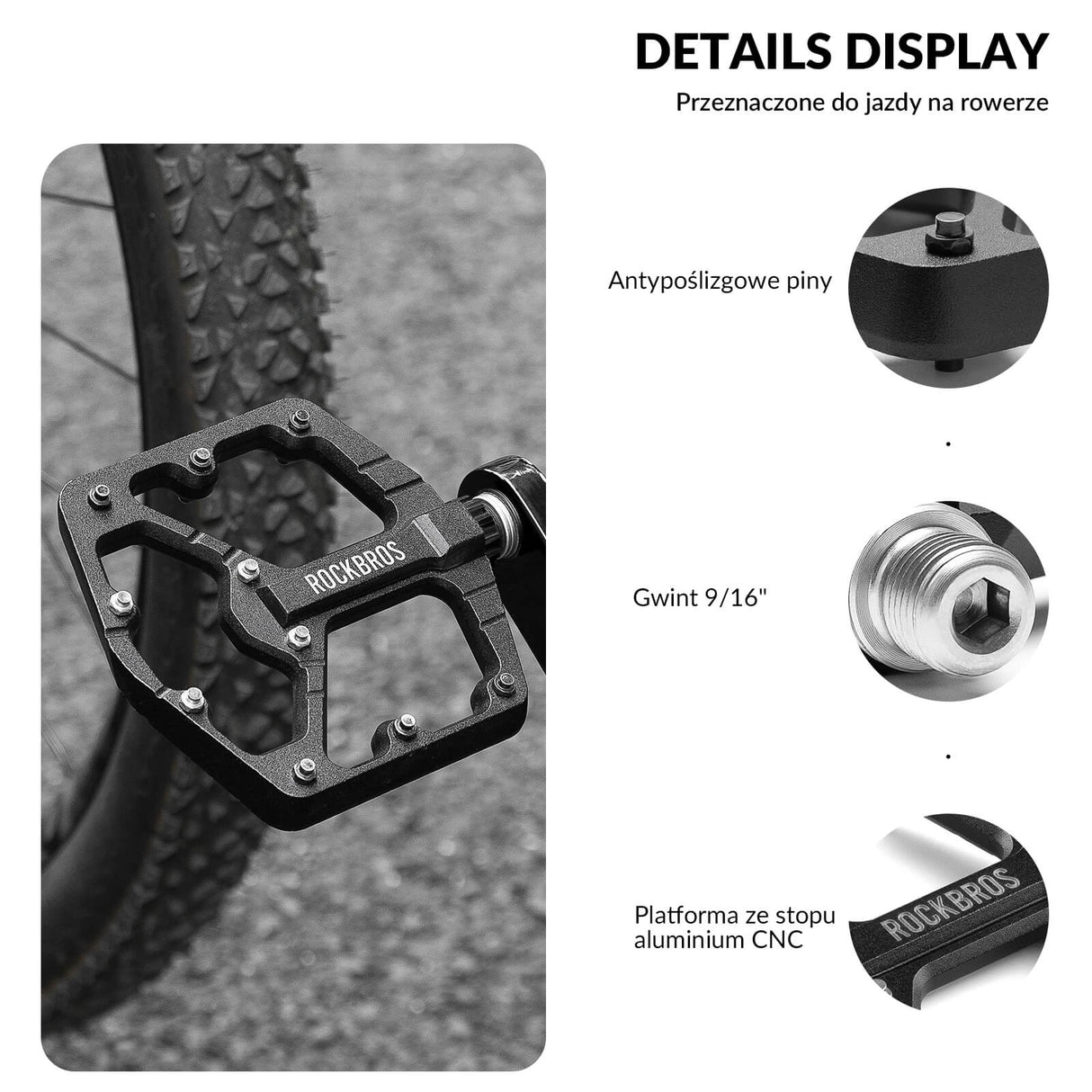 ROCKBROS ROAD TO SKY 9/16 Pedały Rowerowe Cala Aluminiowe Antypoślizgowe Pedały rowerowe