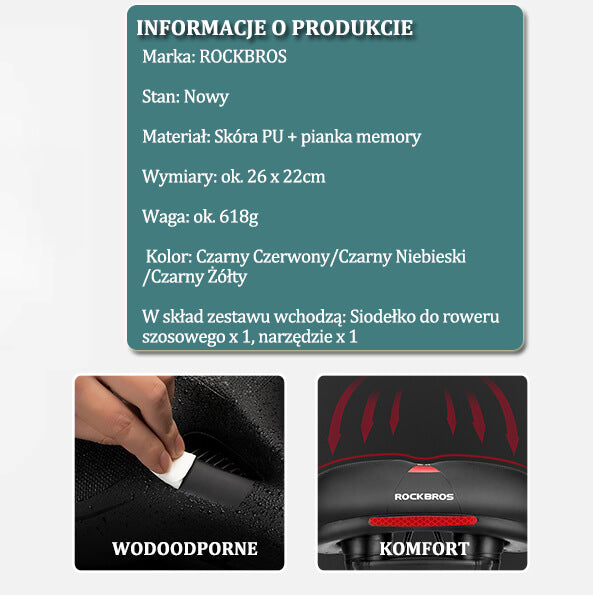 ROCKBROS Siedzisko z Uchwytem Bezpieczeństwa Siodełka rowerowe