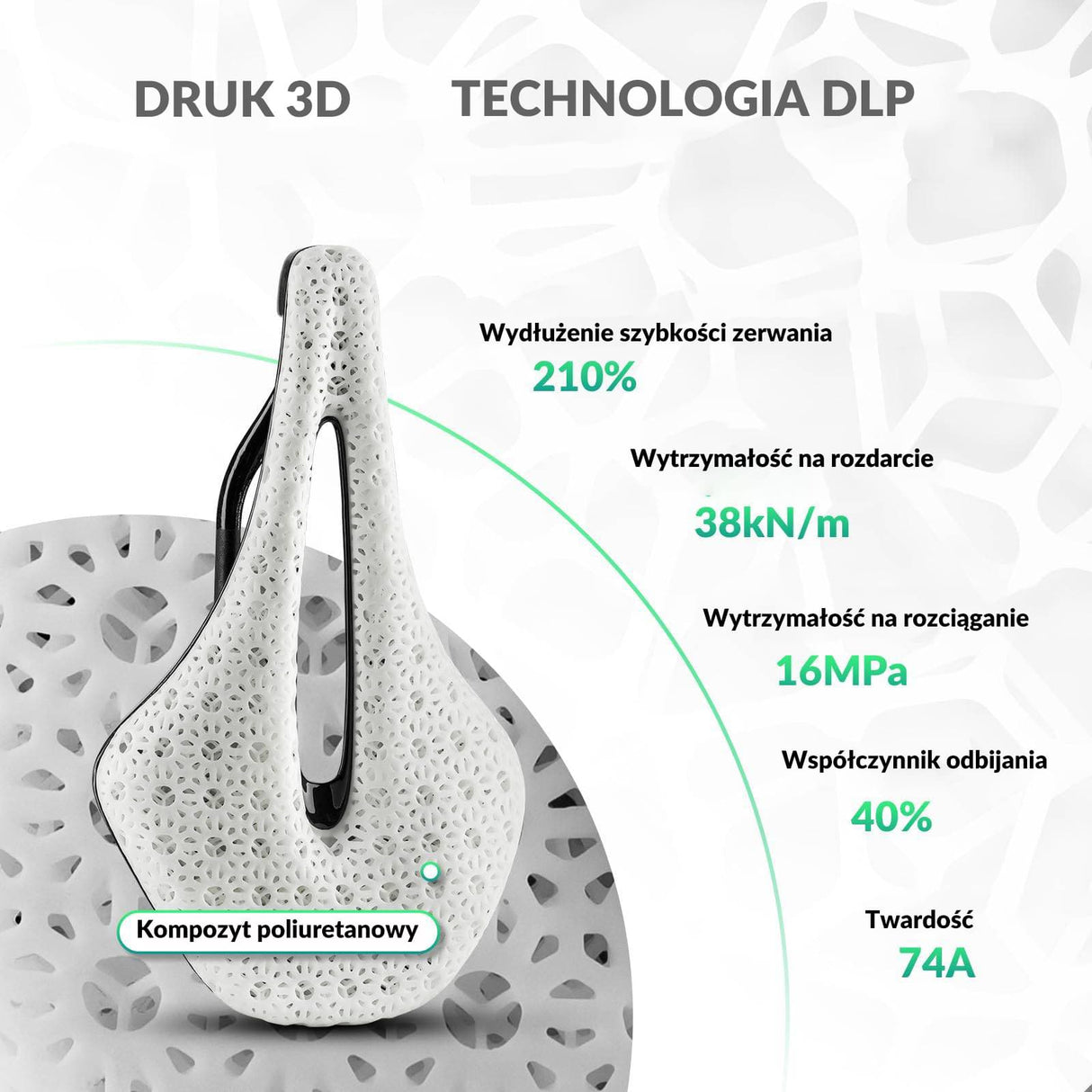 ROCKBROS Siodełka Rowerowe Drukowane w 3d Włókno Węglowe Siodełka rowerowe