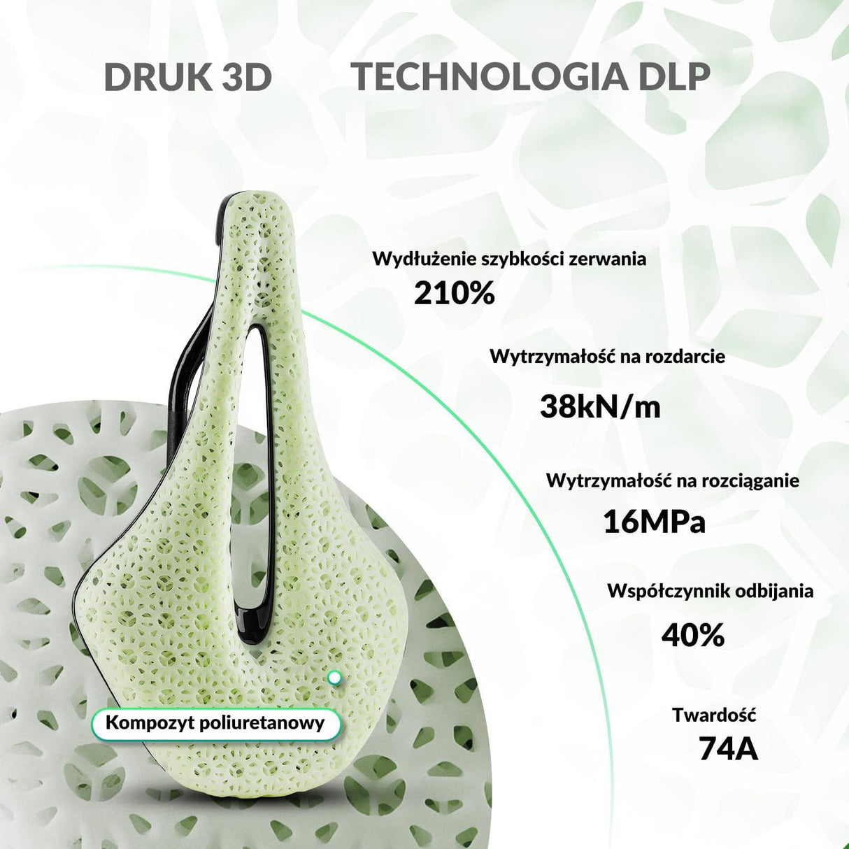 ROCKBROS Siodełka Rowerowe Drukowane w 3d Włókno Węglowe Siodełka rowerowe