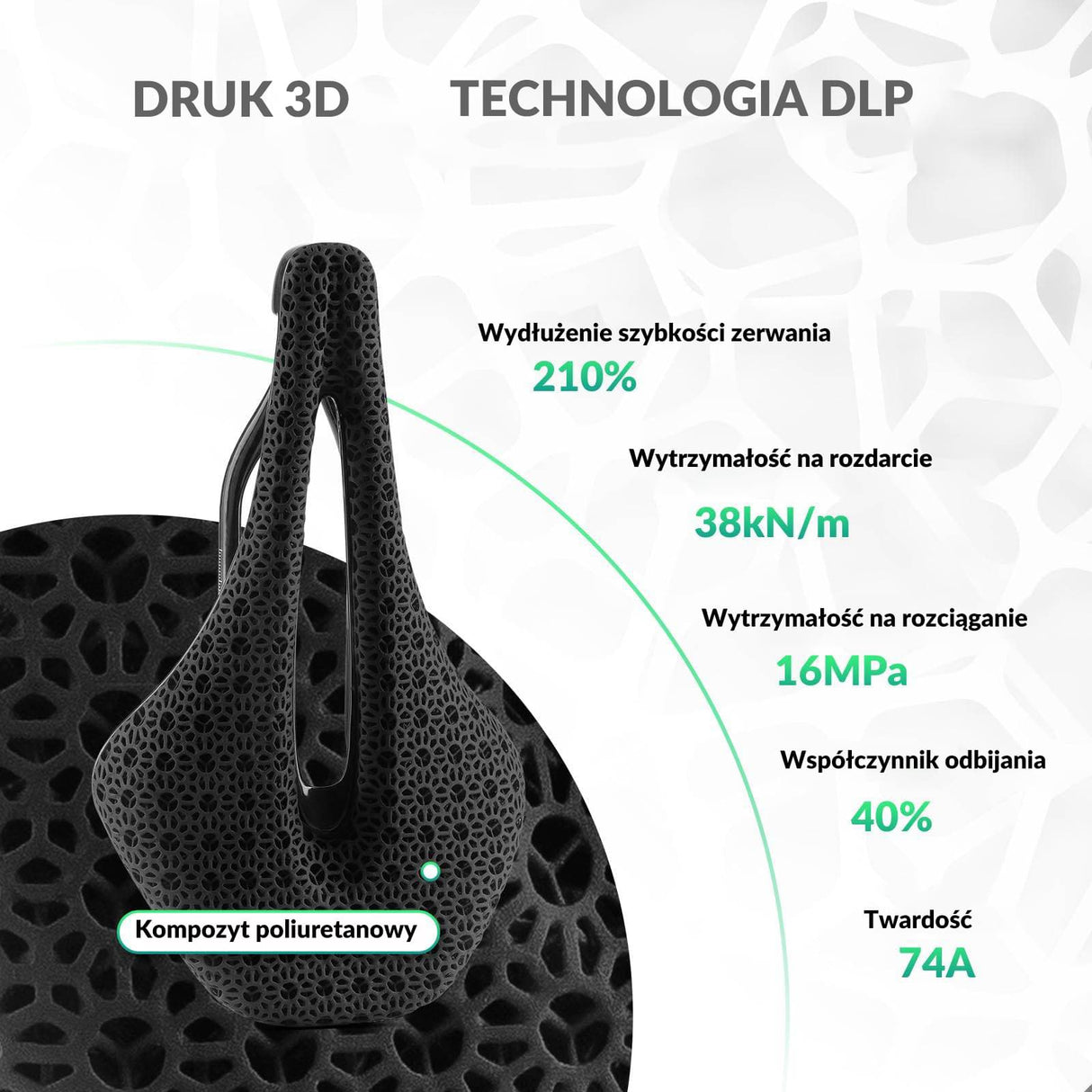 ROCKBROS Siodełka Rowerowe Drukowane w 3d Włókno Węglowe Siodełka rowerowe