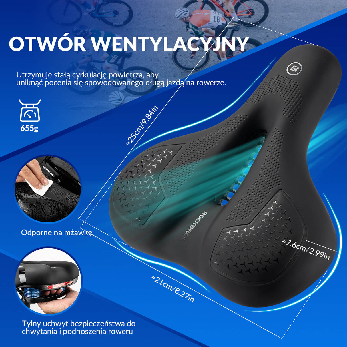 ROCKBROS Siodełka Rowerowe Silikonowa Absorpcja Wstrząsów -1176-2 Siodełka rowerowe