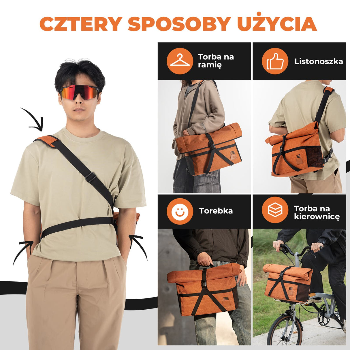 ROCKBROS Składana Torba Rowerowa Przednia 8L-10L Plecaki