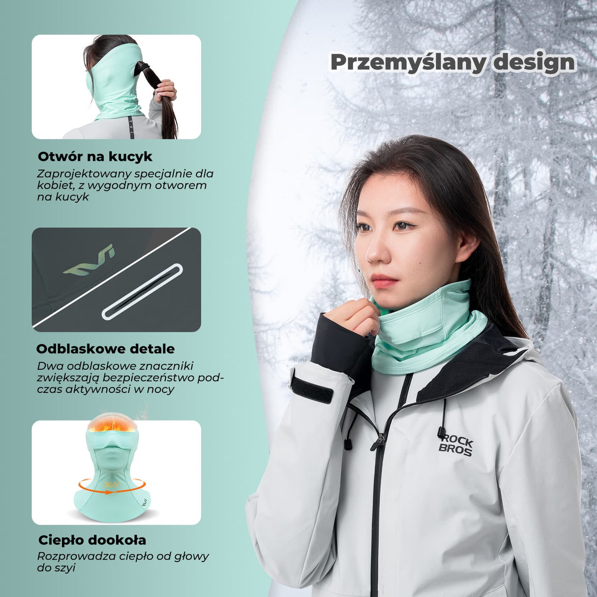 ROCKBROS TVI Kominiarki Damski Zimowy Ciepły-YDWB004 Kominiarki