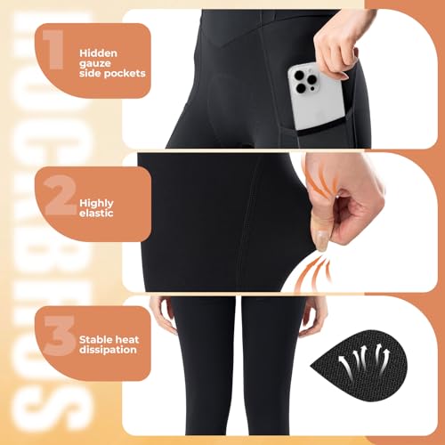 ROCKBROS TVI Series Damskie Spodenki Kolarskie Bibtights, Duże, Wygodne Spodnie z Odpinanymi Ramiączkami do Kolarstwa Górskiego i Szosowego, Czarne-YDCK002 Spodnie