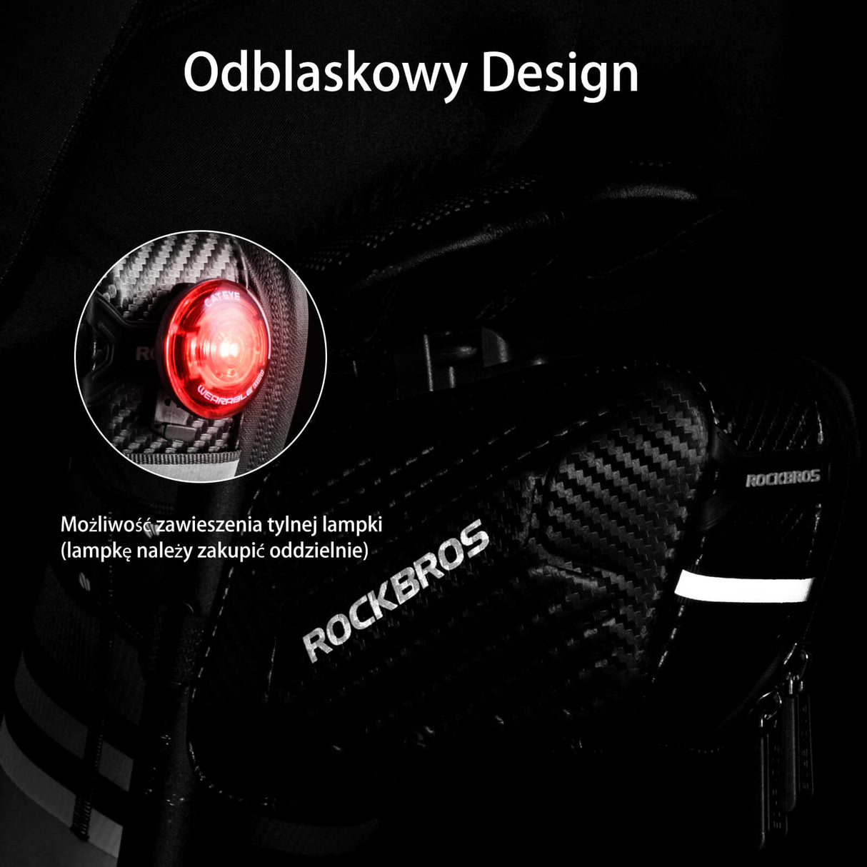 ROCKBROS Torba Podsiodłowa Rowerowa Twarda Skorupa o Fakturze Węgla 1.5L Torby podsiodłowe