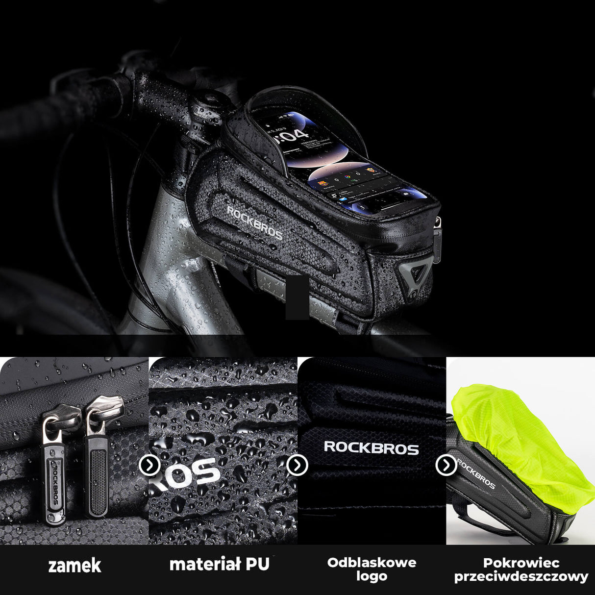 ROCKBROS Torba Rowerowa Torba na ramę Uchwyt na telefon do 6,8 cala Torby z uchwytem na telefon