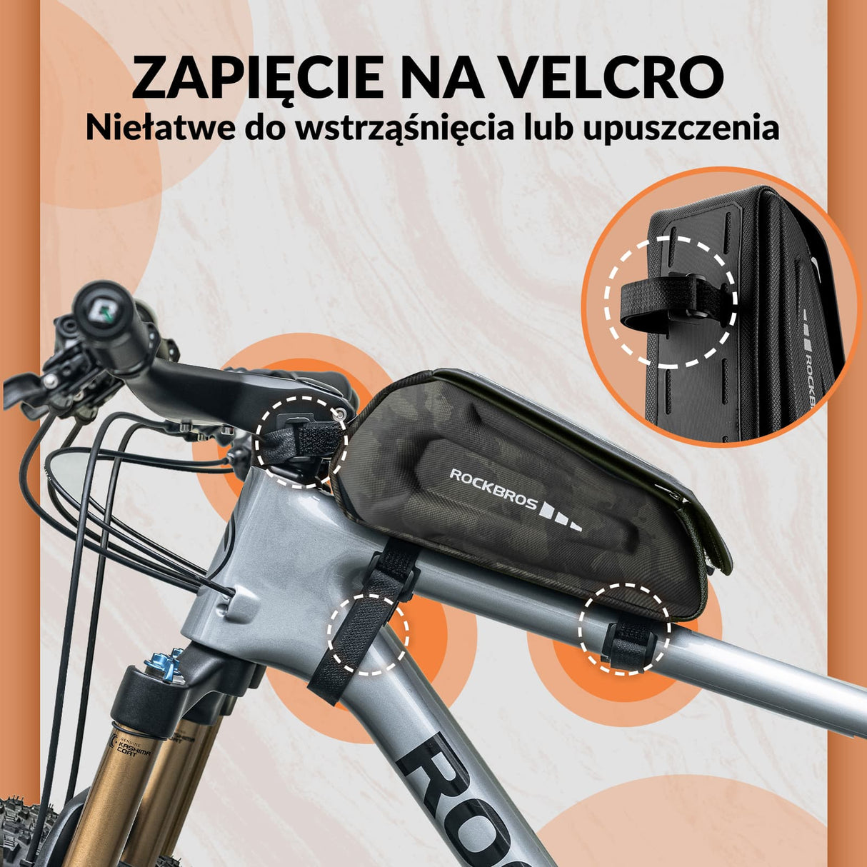 ROCKBROS Torba na Ramę Roweru Twarde Etui z Ekranem Dotykowym do Telefonów do 6,8 Cala Torby na ramę