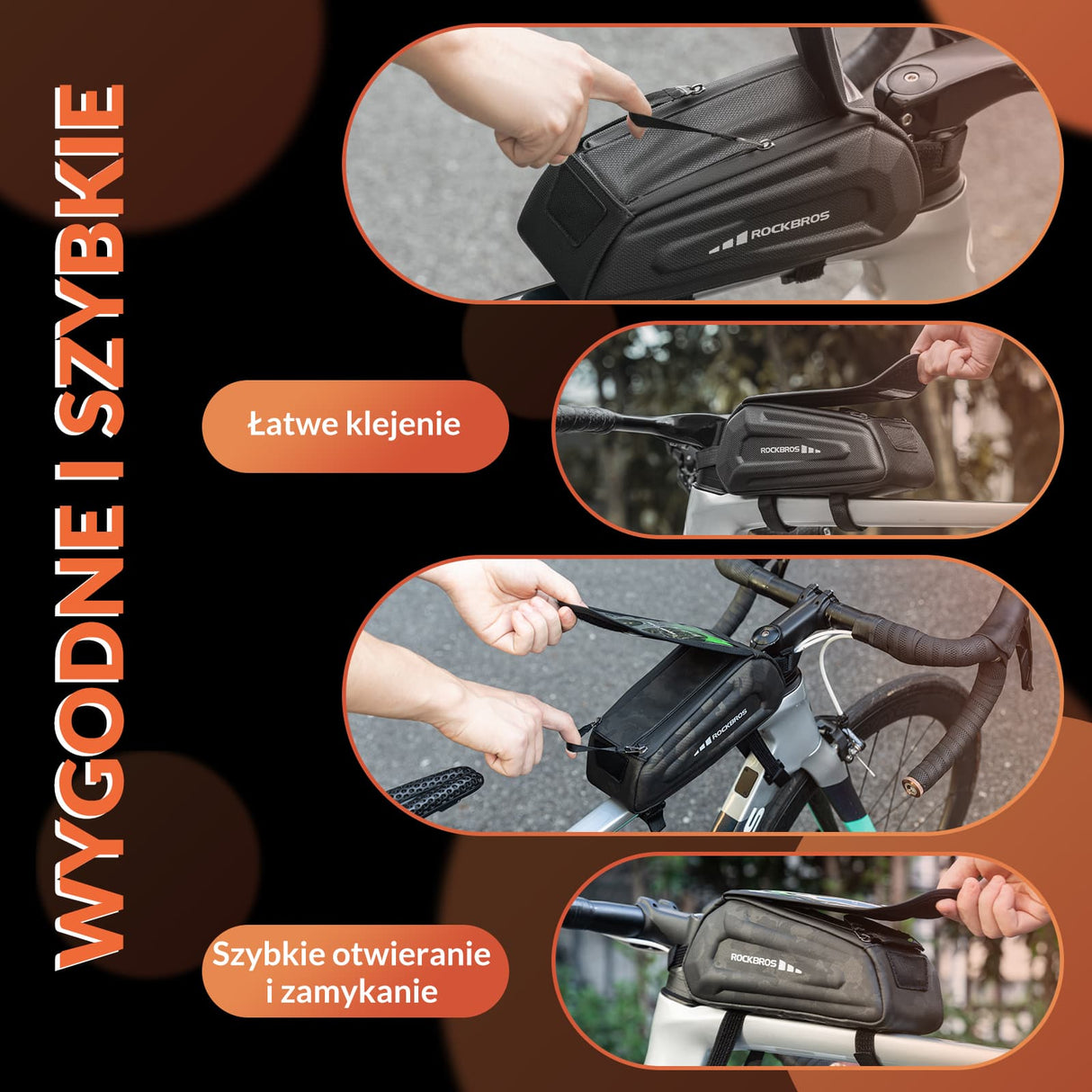 ROCKBROS Torba na Ramę Roweru Twarde Etui z Ekranem Dotykowym do Telefonów do 6,8 Cala Torby na ramę