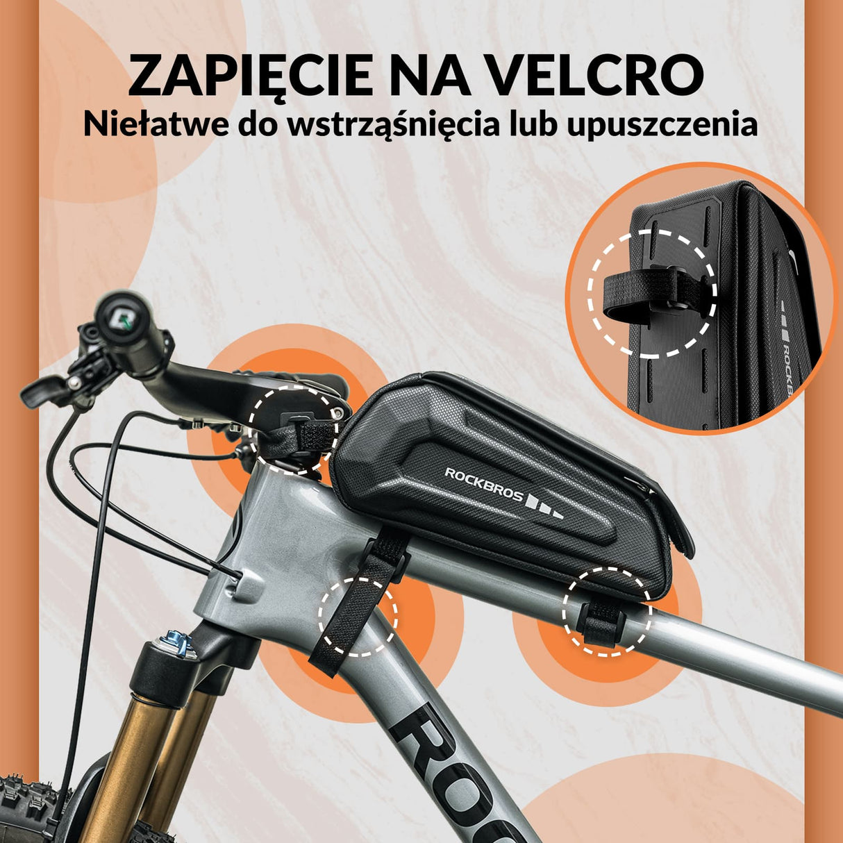 ROCKBROS Torba na Ramę Roweru Twarde Etui z Ekranem Dotykowym do Telefonów do 6,8 Cala Torby na ramę