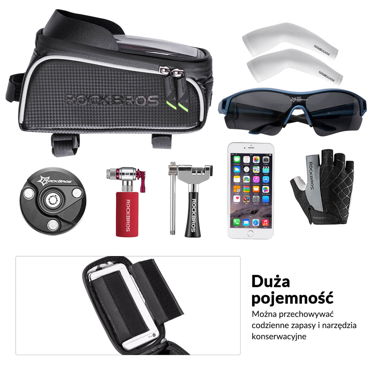 ROCKBROS Torba na Ramę Roweru z Ekranem Dotykowym 6.5 Cala Torby z uchwytem na telefon