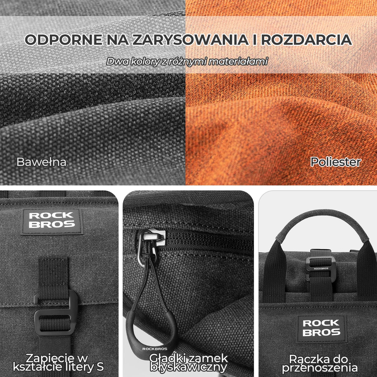ROCKBROS Torby Na Kierownicę Nadaje Się Do Rowerów Składanych Duża Pojemność 9,7-15 L Plecaki