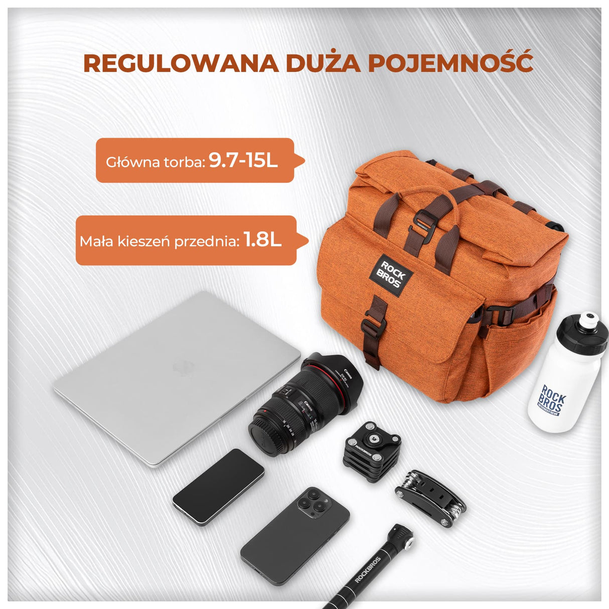 ROCKBROS Torby Na Kierownicę Nadaje Się Do Rowerów Składanych Duża Pojemność 9,7-15 L Plecaki