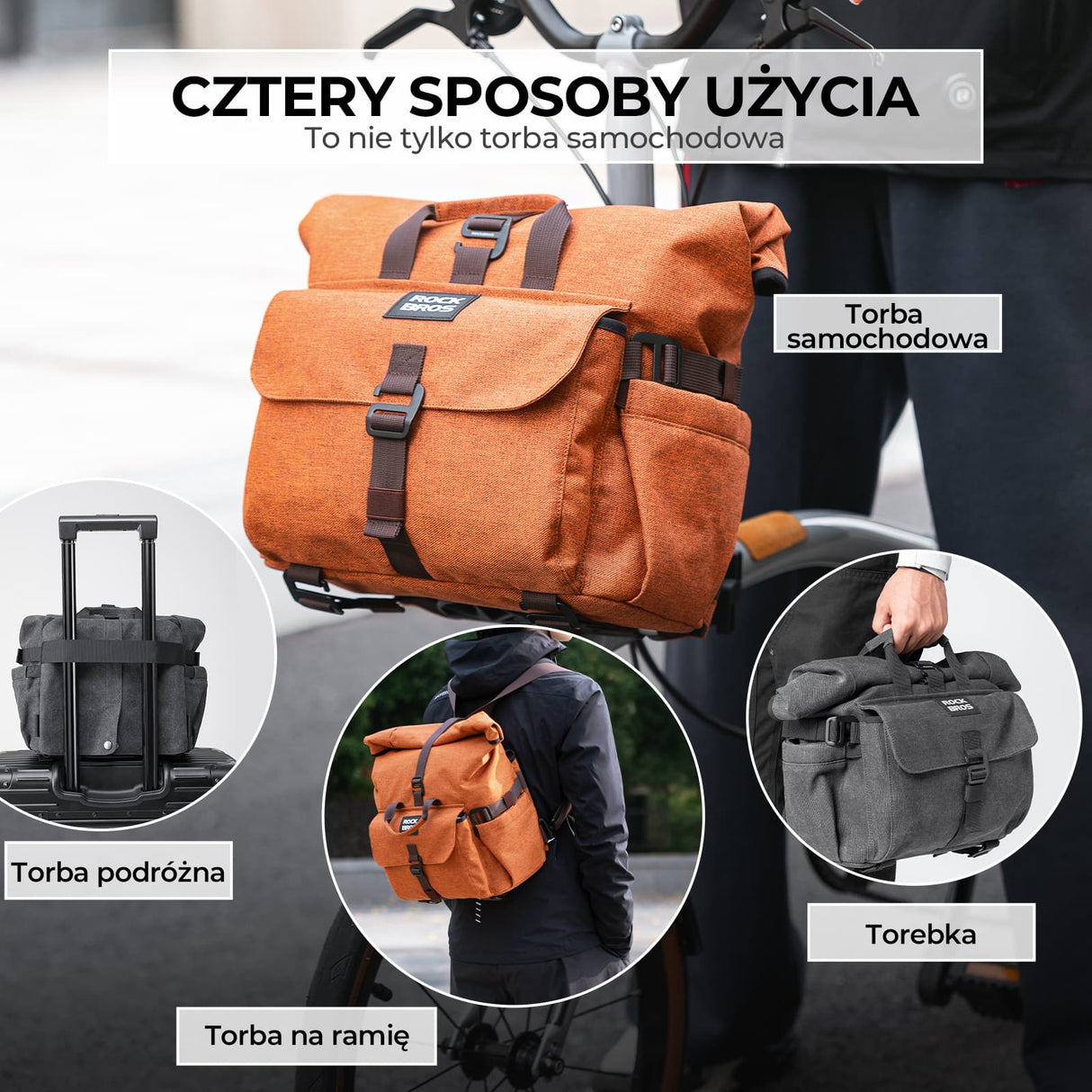 ROCKBROS Torby Na Kierownicę Nadaje Się Do Rowerów Składanych Duża Pojemność 9,7-15 L Plecaki