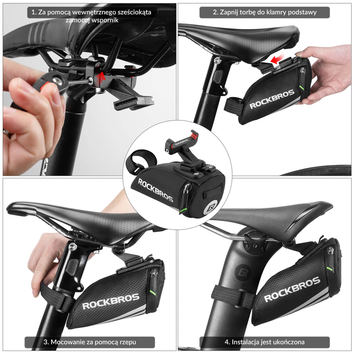 ROCKBROS Torby Podsiodłowe z Paskiem Mocującym/z Uchwytem 0.5L Torby podsiodłowe