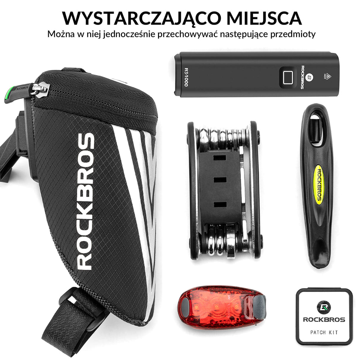 ROCKBROS Torby Podsiodłowe z Paskiem Mocującym/z Uchwytem 0.5L Torby podsiodłowe