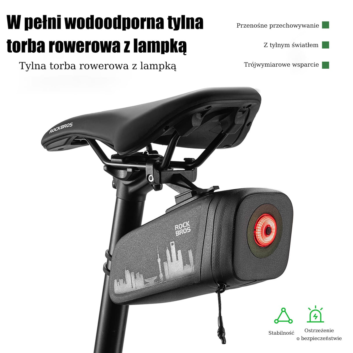 ROCKBROS Torby Podsiodłowe z Tylnym Światłem 0,66L-AS-141 Torby podsiodłowe