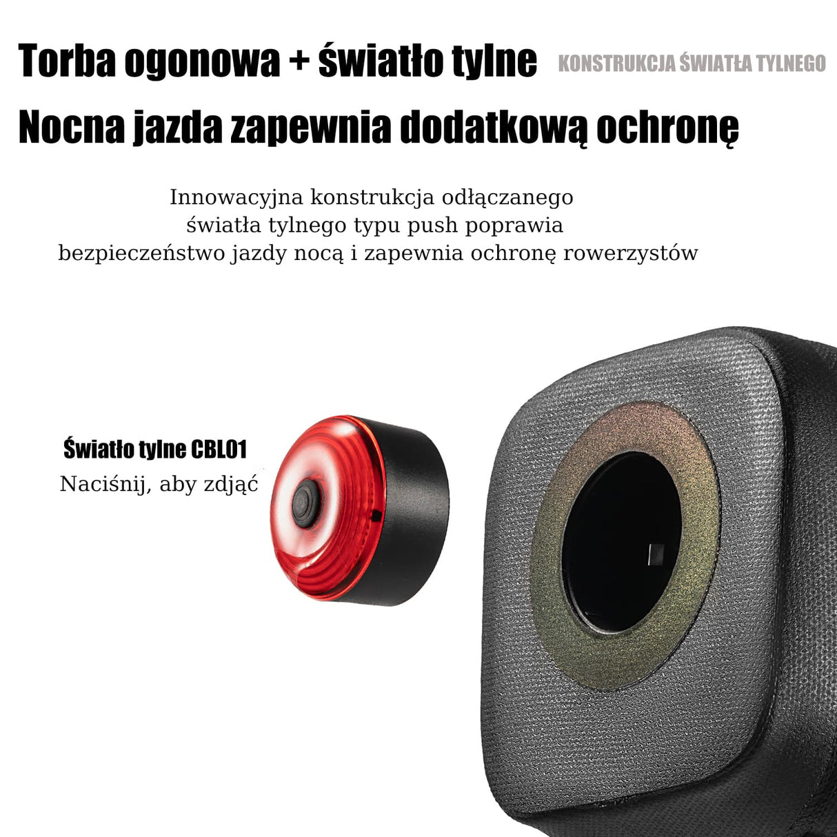 ROCKBROS Torby Podsiodłowe z Tylnym Światłem 0,66L-AS-141 Torby podsiodłowe