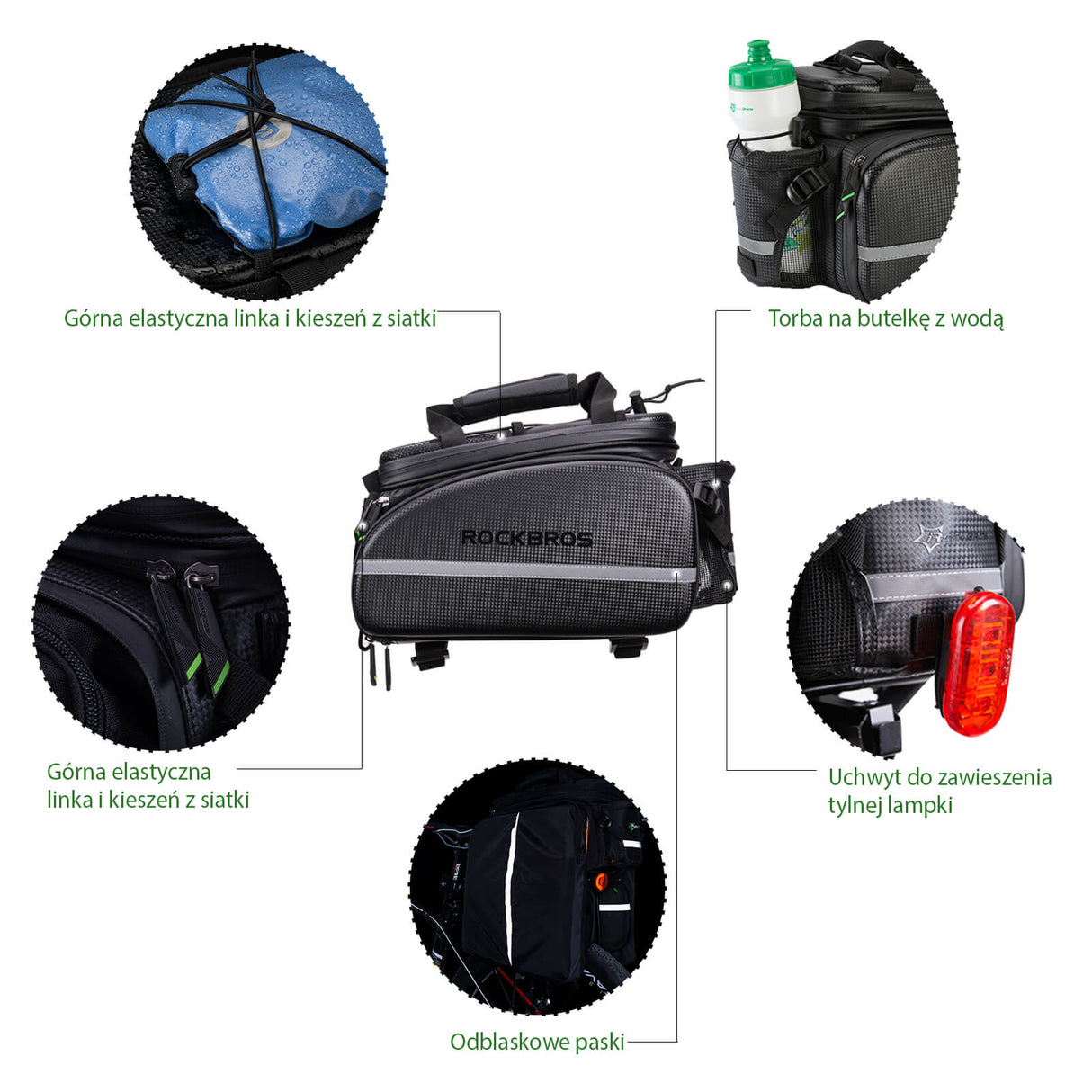 ROCKBROS Torby na Bagażnik Duża Pojemność 17-35 l Torby na bagażnik