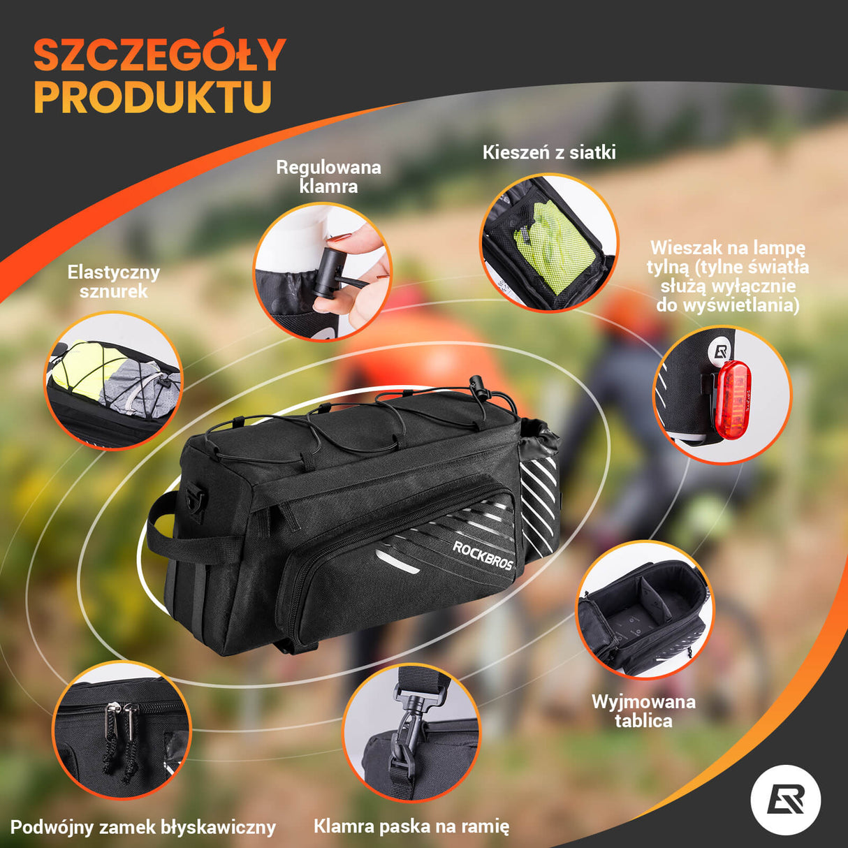 ROCKBROS Torby na Bagażnik Wielofunkcyjny 9-12L Torby na bagażnik