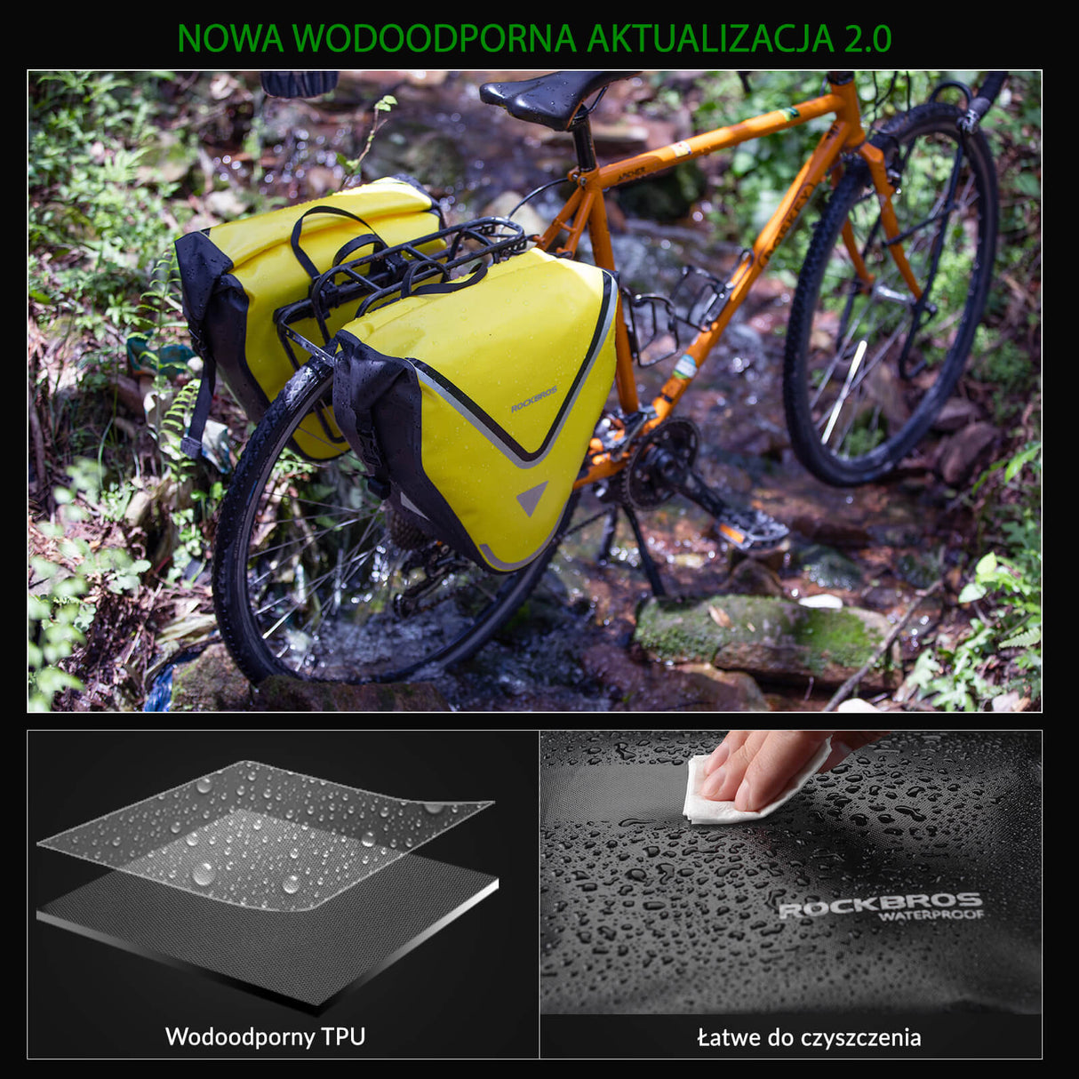 ROCKBROS Torby na Bagażnik Wodoodporna Torba Trójkątna o Dużej Pojemności 20L Torby na bagażnik