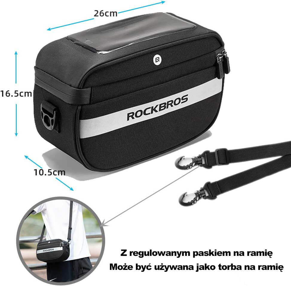 ROCKBROS Torby na Kierownicę Ekran Dotykowy 4.5L Torby na kierownicę