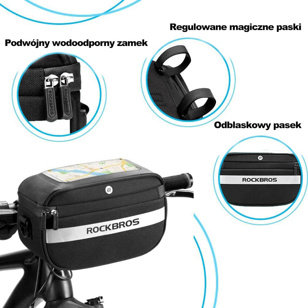 ROCKBROS Torby na Kierownicę Ekran Dotykowy 4.5L Torby na kierownicę