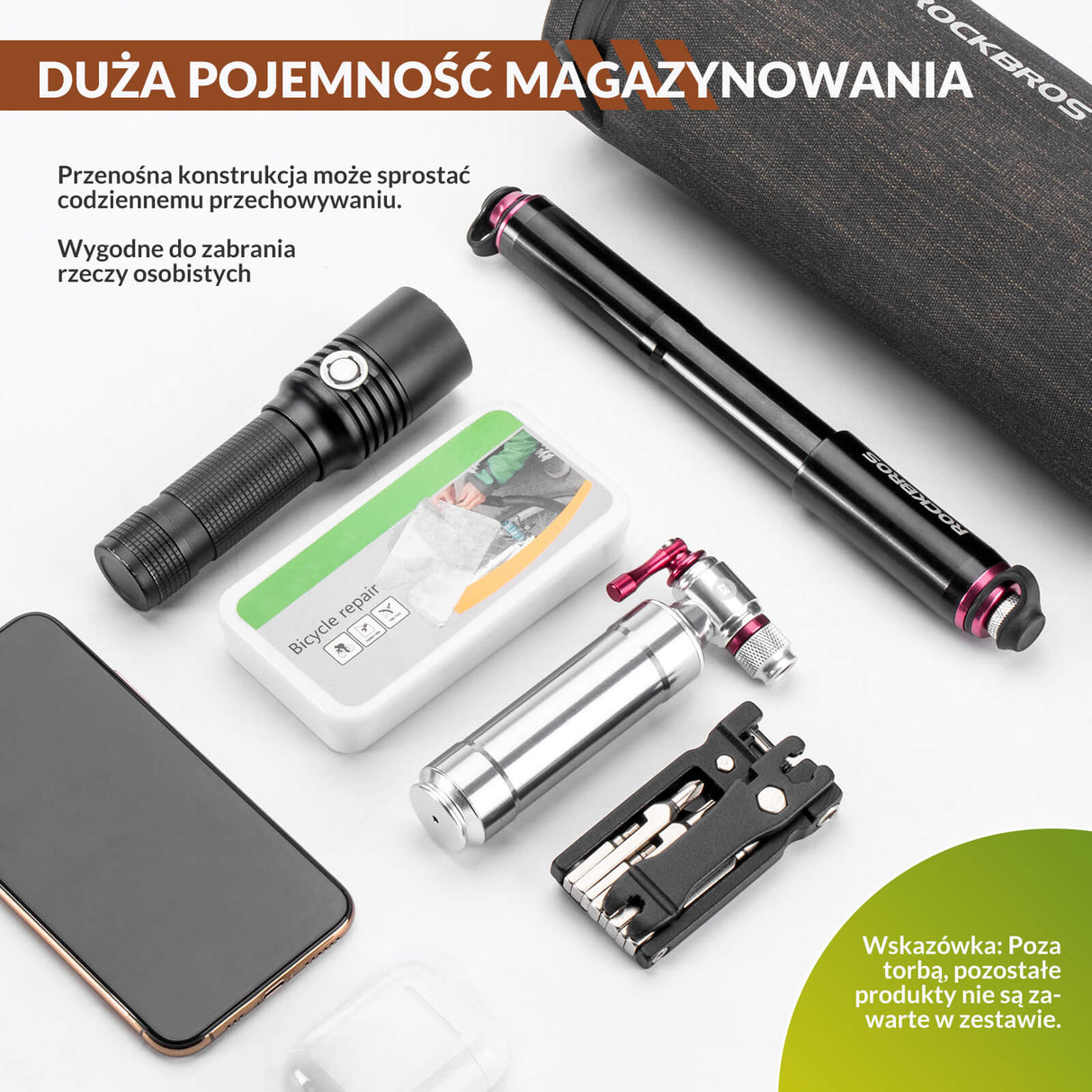 ROCKBROS Torby na Kierownicę Wodoodporna Torba na Ramię z Paskiem Torby na kierownicę