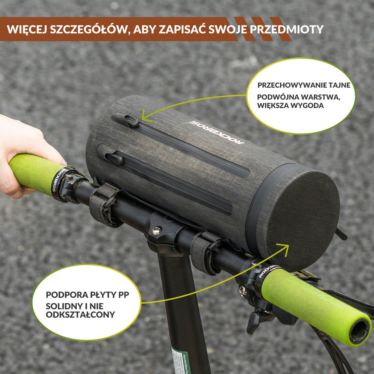 ROCKBROS Torby na Kierownicę Wodoodporna Torba na Ramię z Paskiem Torby na kierownicę