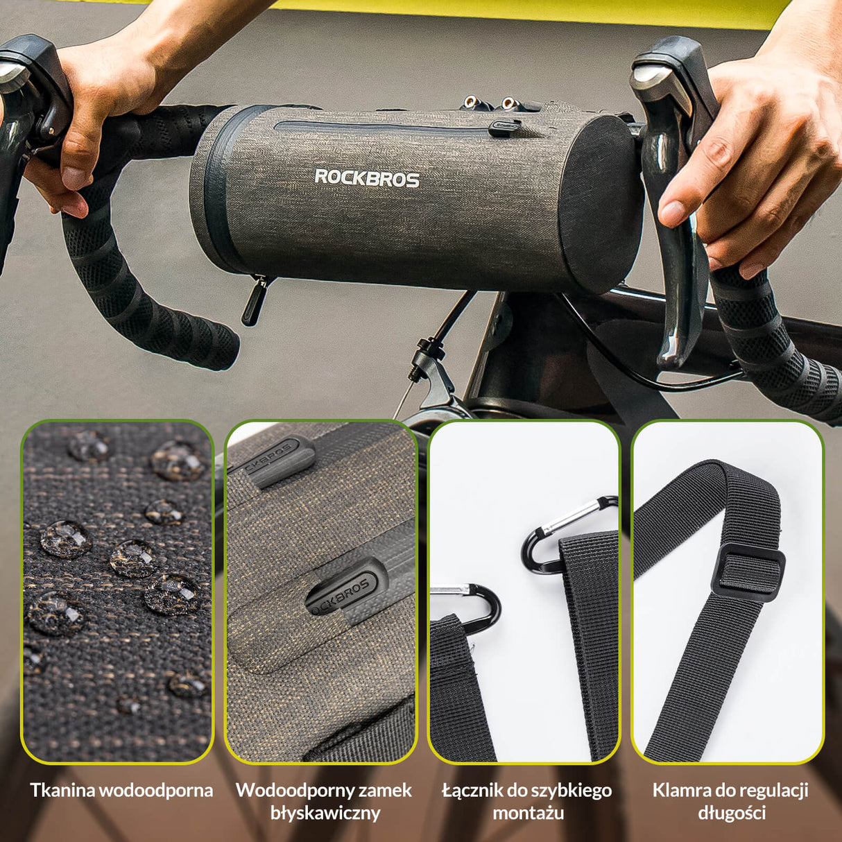 ROCKBROS Torby na Kierownicę Wodoodporna Torba na Ramię z Paskiem Torby na kierownicę
