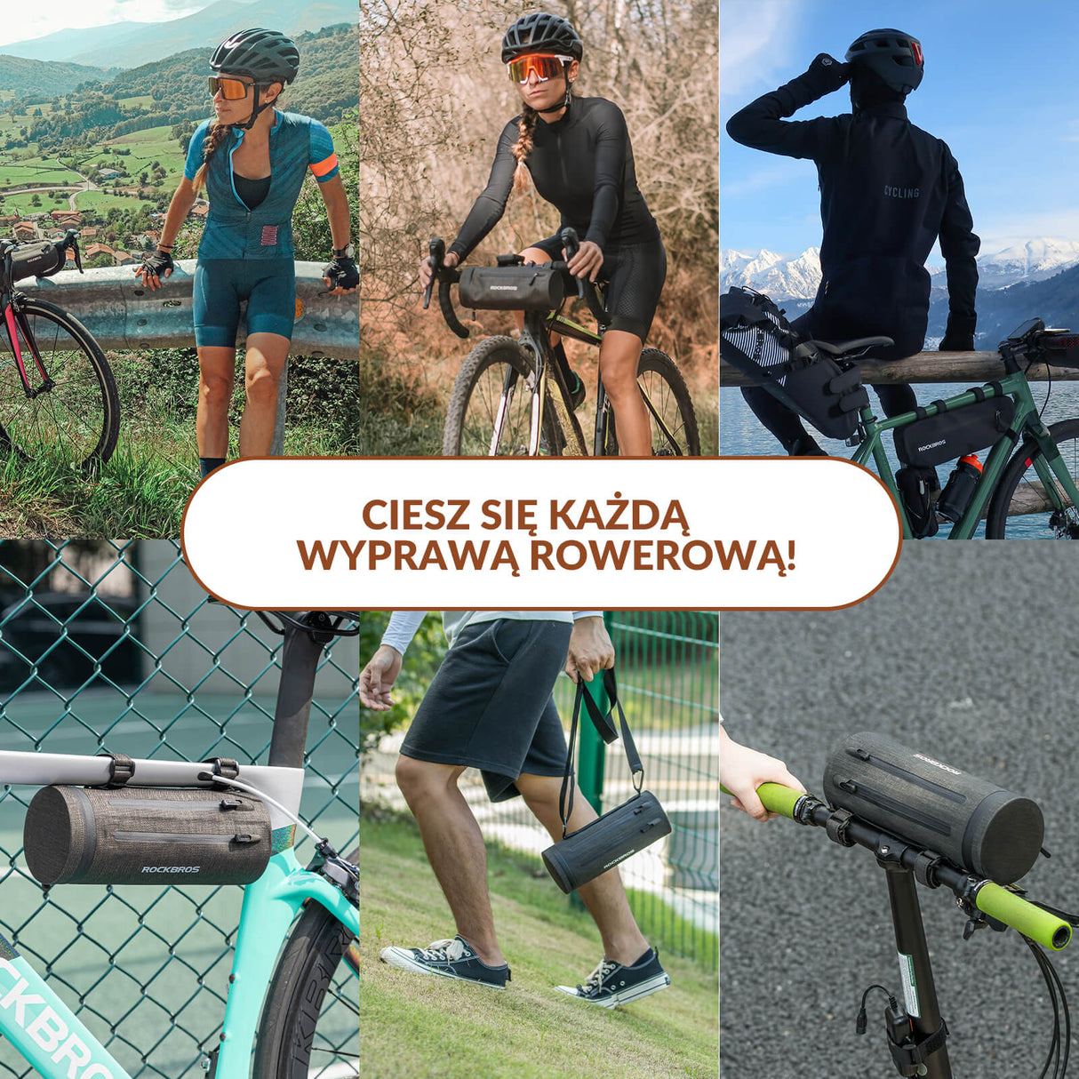 ROCKBROS Torby na Kierownicę Wodoodporna Torba na Ramię z Paskiem Torby na kierownicę