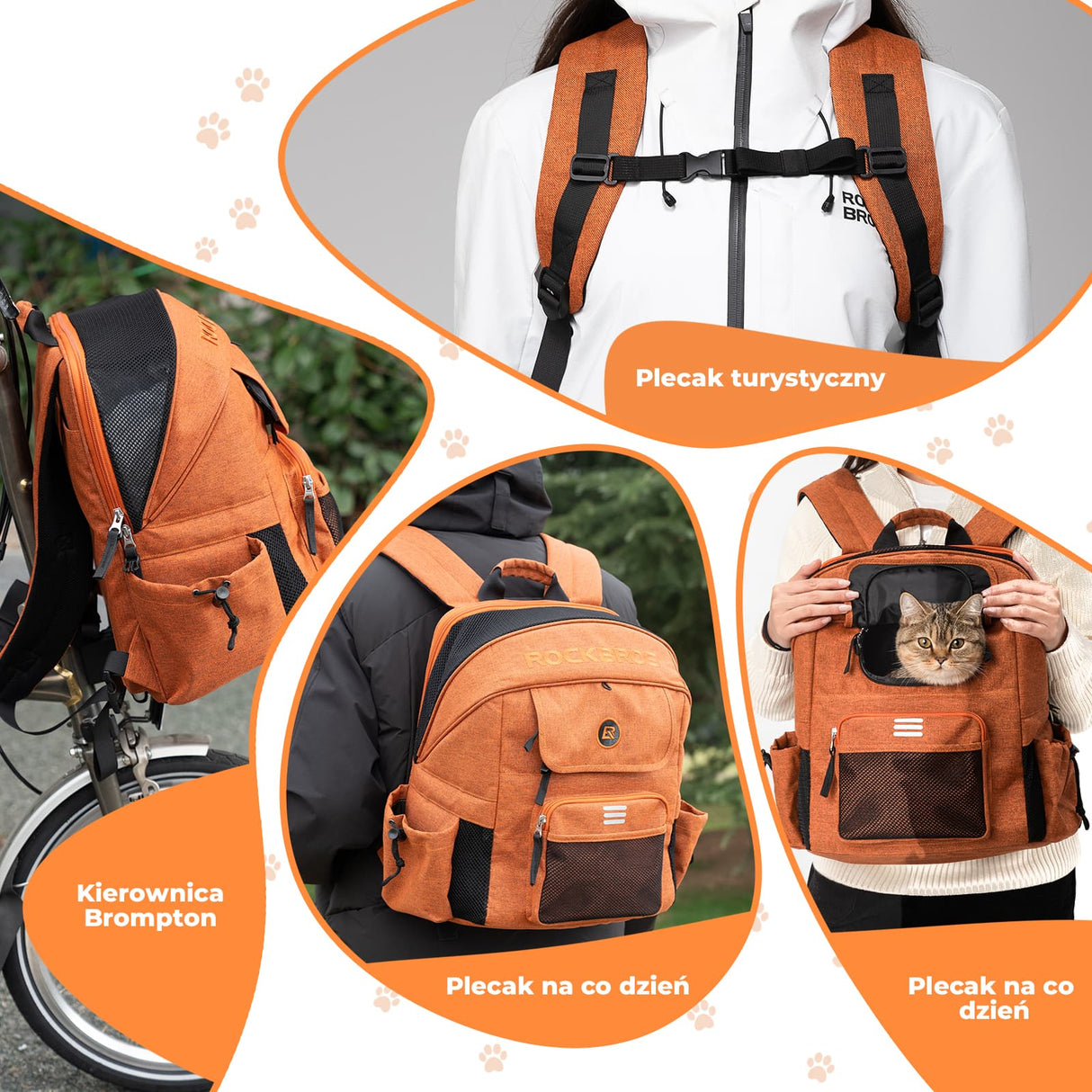 ROCKBROS Torby na kierownicę torba na rower składany Brompton dla zwierząt 21L Plecaki