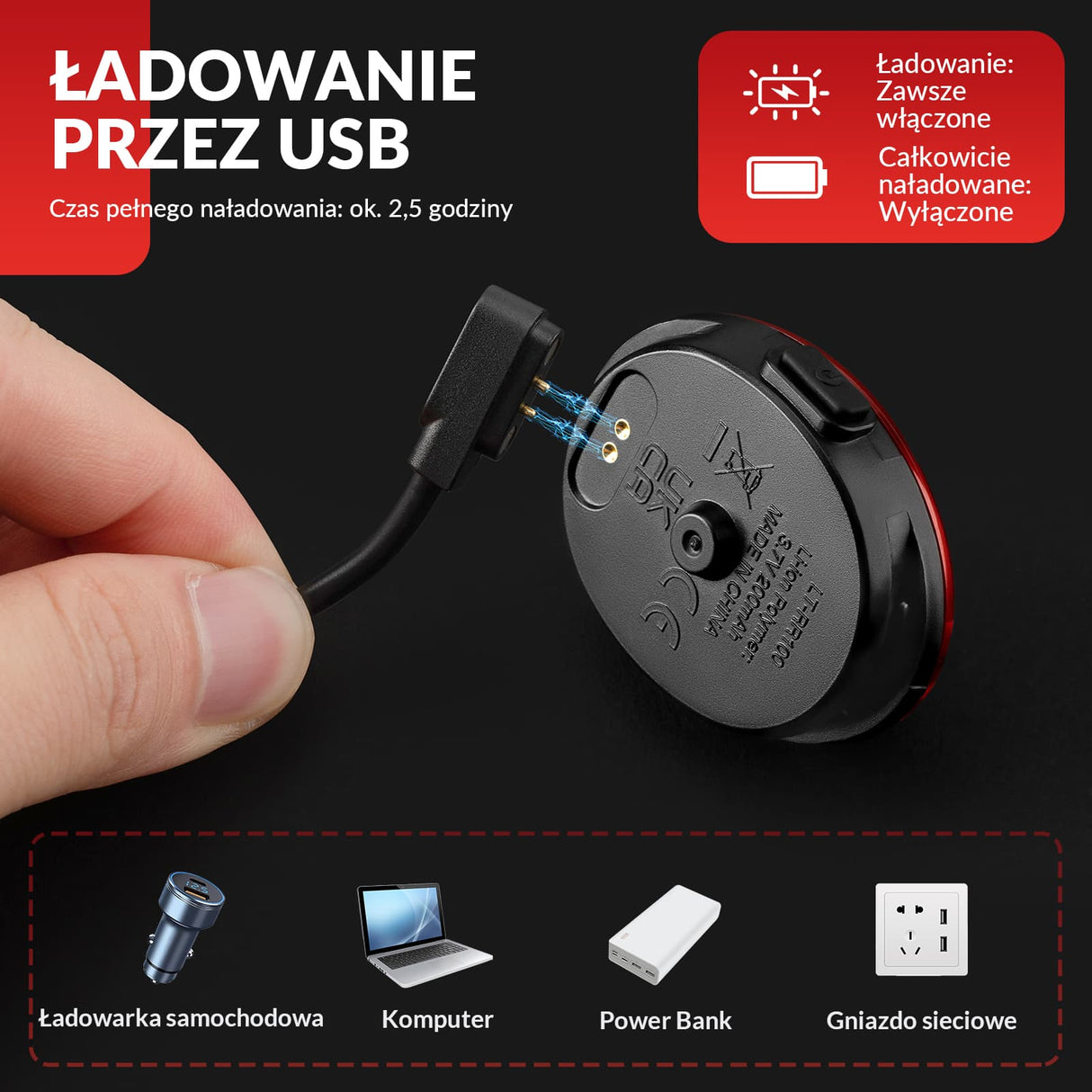 ROCKBROS Tylne Światło Rowerowe Inteligentny Czujnik Hamulca Światła rowerowe