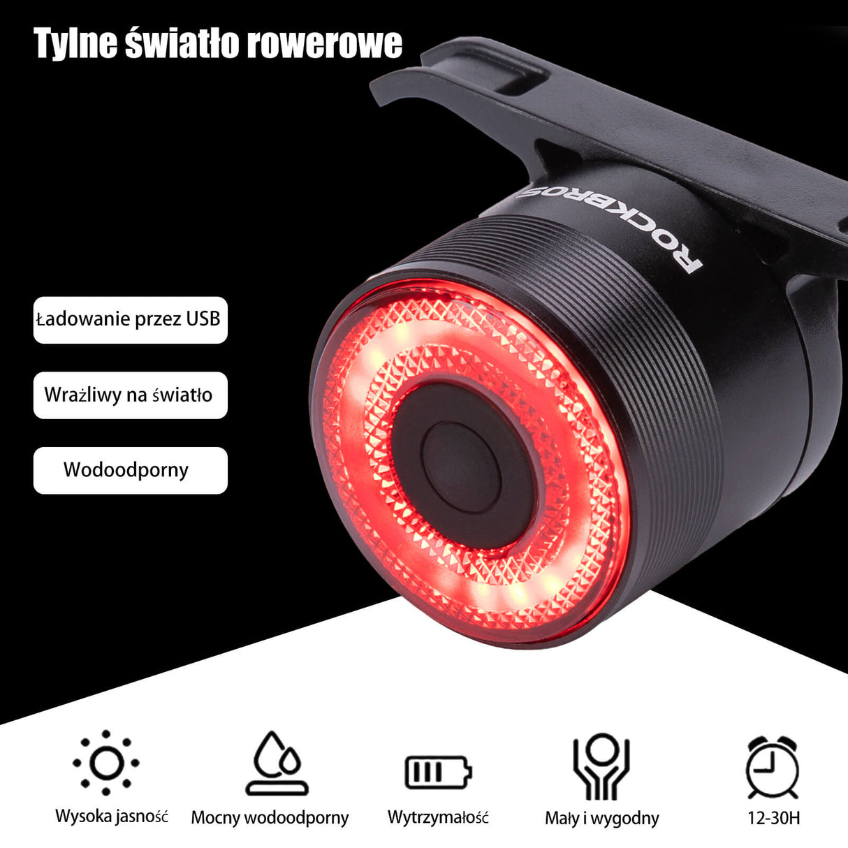 ROCKBROS Tylne Światło Rowerowe Inteligentny Q3 Światła rowerowe