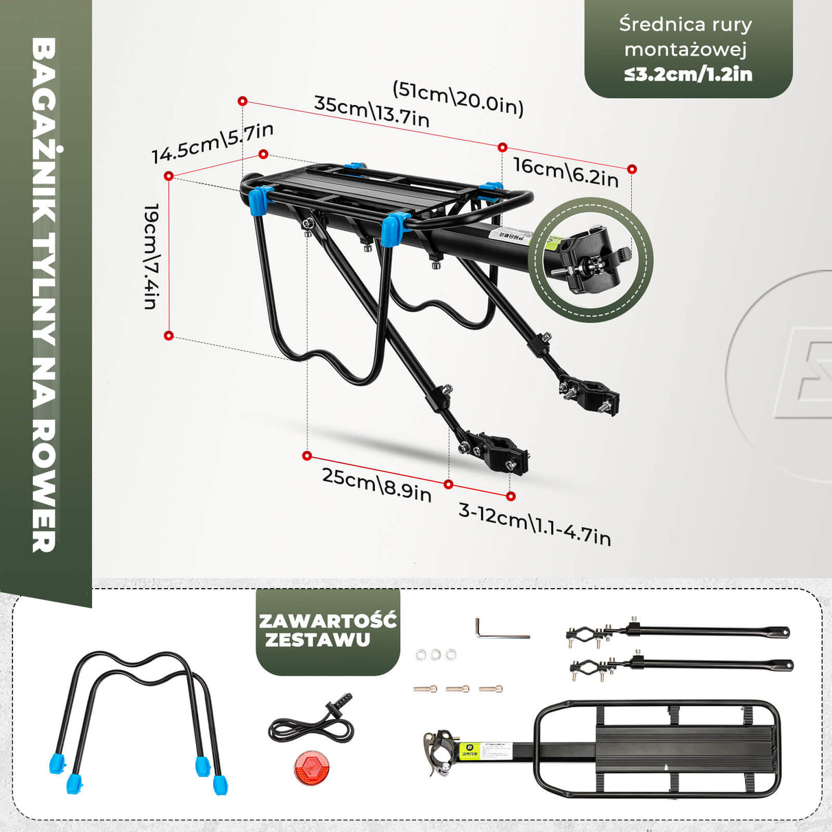 ROCKBROS Tylny Bagażnik Rrowerowy Można Szybko Zdemontować -CT-601-5 Bagażniki