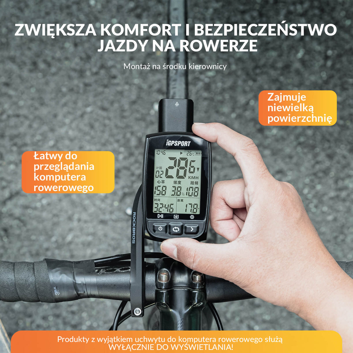 ROCKBROS Uchwyt na Komputer Rowerowy – 3w1 z Mocowaniem na Światło/Kamerę Uchwyt na komputer rowerowy